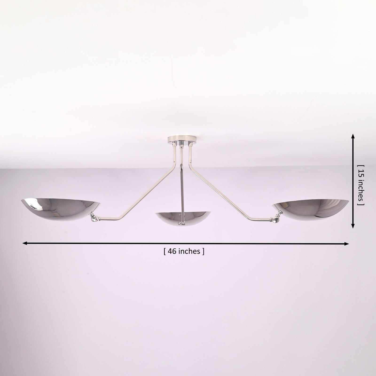 Size guide for Monaco Discus - Flush Mount Uplifting Ceiling Chandelier - 3 Lights - 33144