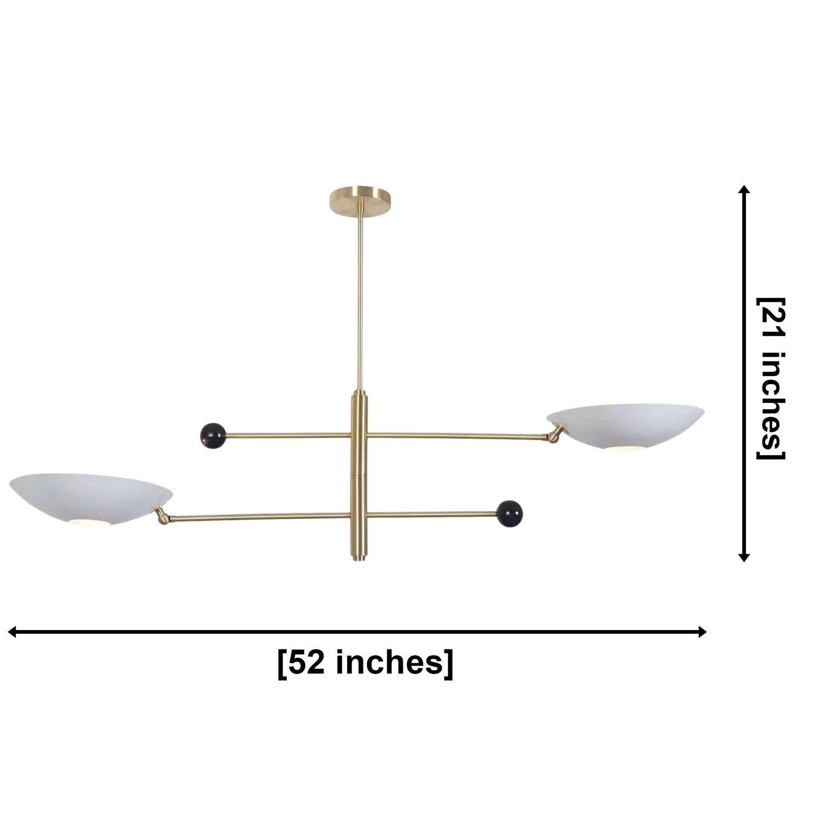 Size guide for Sloane Double Disc Balance Chandelier – 2 Light – 52 Inch - Model 62028