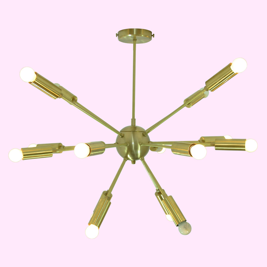 Mid-Century Modern Sputnik Brass Chandelier | Customizable Pendant Lamp Handmade Lighting Fixture - 32115