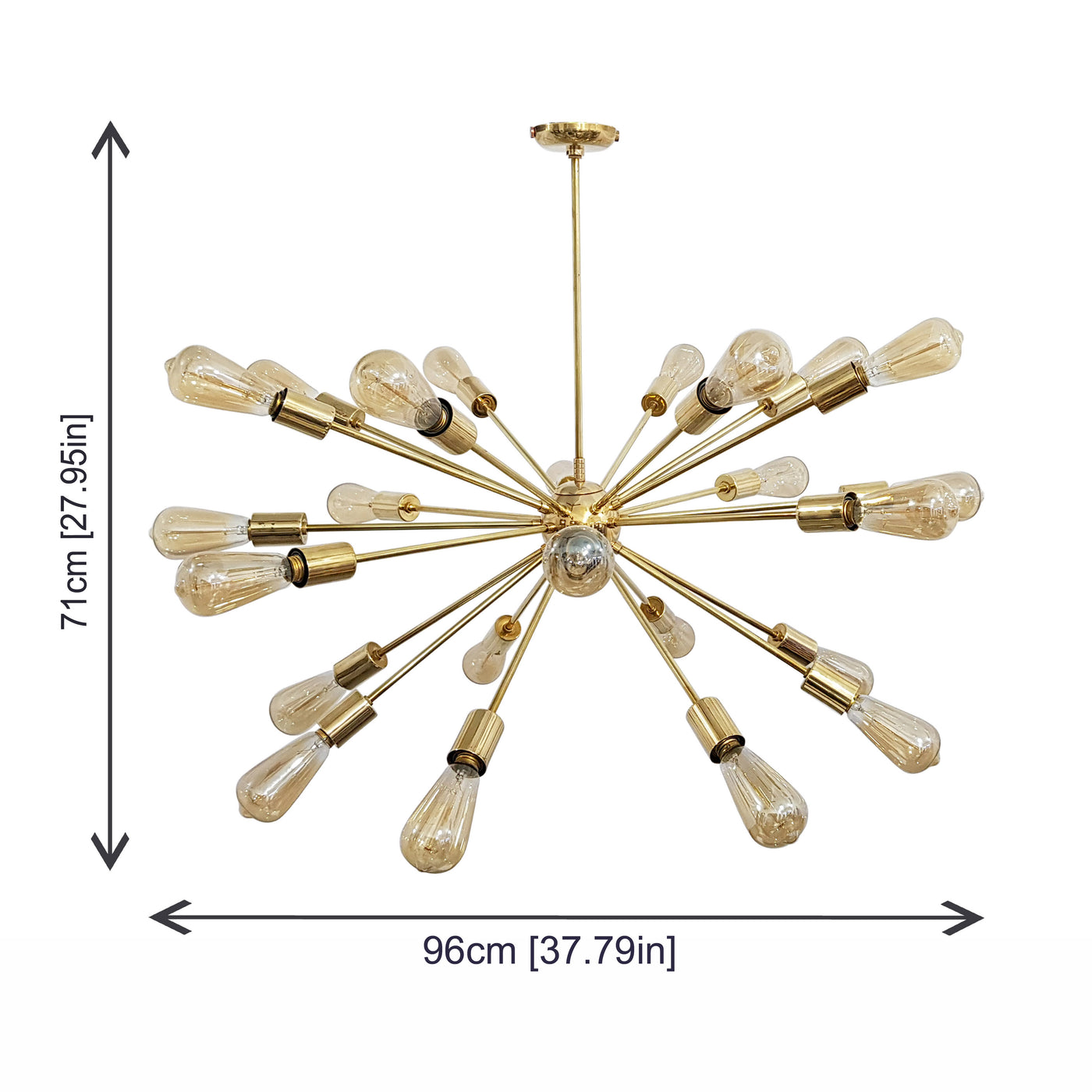 Brass Leaf Studio Brass Sputnik Chandelier, Shinny Brass Ceiling Hanging Lamp, Modern Pendant Lamp Made of Full Brass 24 arms/Lights