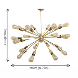 Brass Leaf Studio Brass Sputnik Chandelier, Shinny Brass Ceiling Hanging Lamp, Modern Pendant Lamp Made of Full Brass 24 arms/Lights
