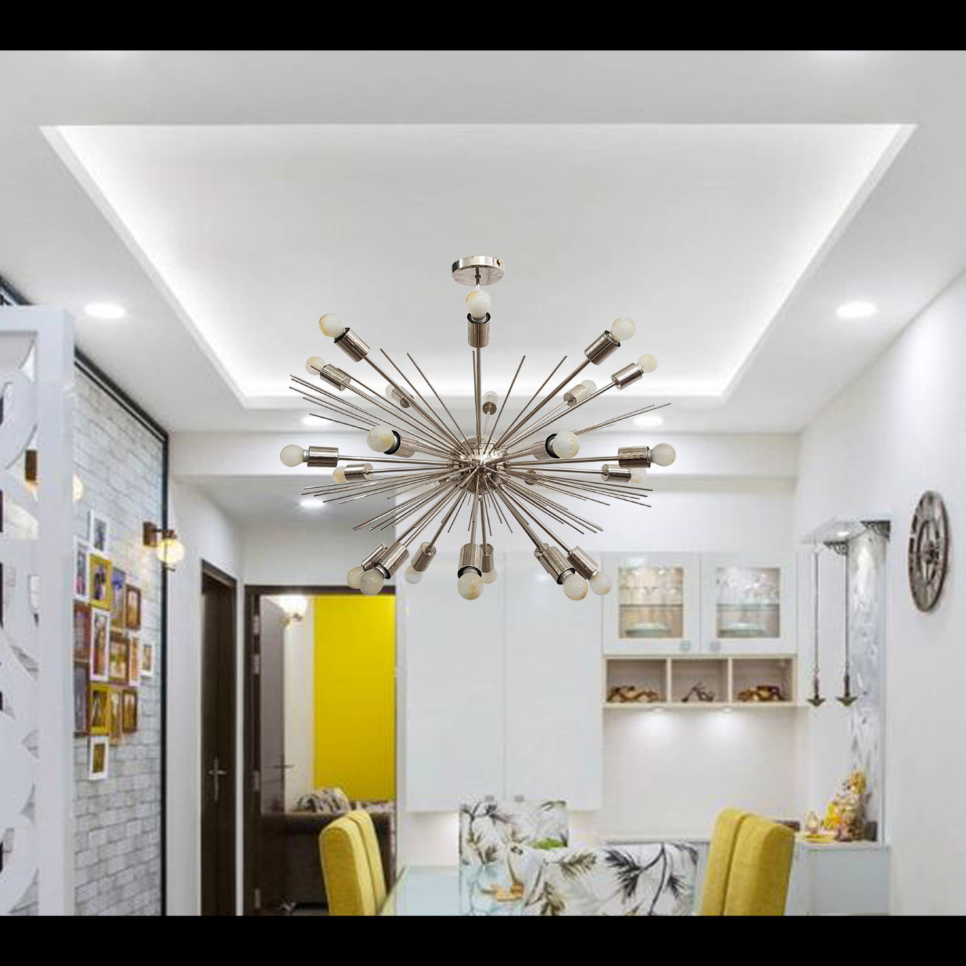 Industrial Brass Made, Brass Starburst Chandelier, Sea Urchin Chandelier Made of Brass, Large Sputnik Chandelier, 24 arms/Lights