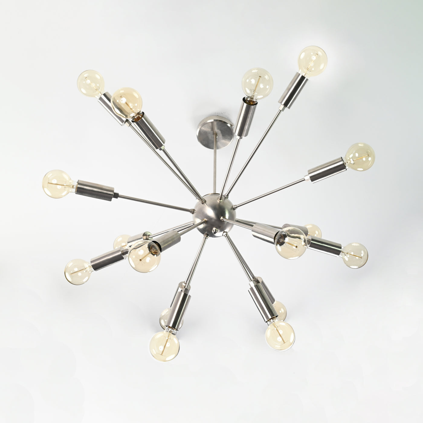 Modern 10-Light Gold Sputnik Chandelier – Mid-Century Ceiling Fixture with Clear Glass Globes - 32156