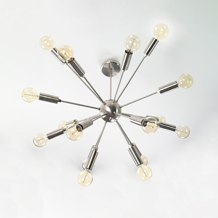 Modern 10-Light Gold Sputnik Chandelier – Mid-Century Ceiling Fixture with Clear Glass Globes - 32156