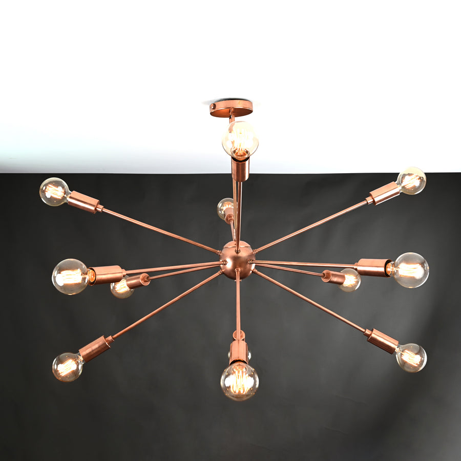 Classic 6-Light Black Sputnik Chandelier – Minimalist Ceiling Fixture with Frosted Bulbs - 32159
