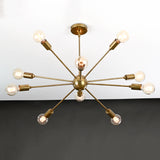 Vintage 8-Light Aged Brass Sputnik Chandelier – Industrial Ceiling Light Fixture - 32161