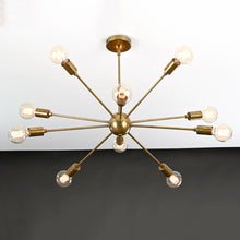 Vintage 8-Light Aged Brass Sputnik Chandelier – Industrial Ceiling Light Fixture - 32161