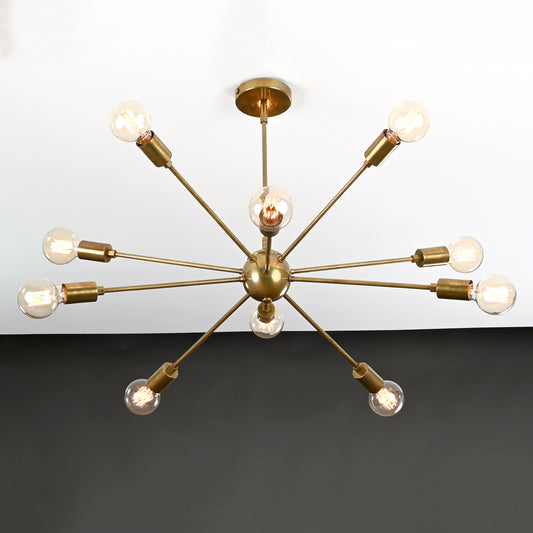 10 Arms Brass Sputnik Chandelier 33" Wide - 32161