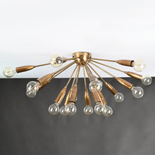 Lux 16-Light Brass Sputnik Chandelier – Mid-Century Modern Starburst Ceiling Fixture - 32165