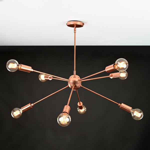 8 Arms Sputnik Chandelier 34" Wide Copper Finish - 32166