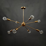 Vintage 8-Light Brass Sputnik Chandelier – Industrial Ceiling Fixture with Exposed Edison Bulbs - 32167