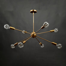 Vintage 8-Light Brass Sputnik Chandelier – Industrial Ceiling Fixture with Exposed Edison Bulbs - 32167