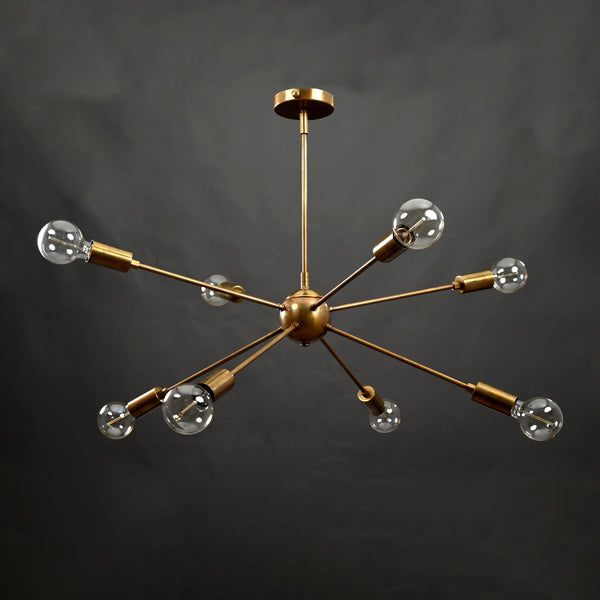 8 Arms Brass Sputnik Chandelier 34" Wide - 32167