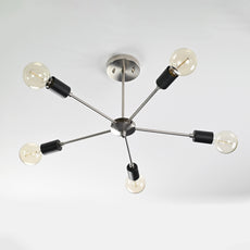 Industrial Brass Made, Brass Molecular Ceiling Lamp, 5-Light Chandelier, Premium Quality Lamp for Bedroom Living Kitchen Office, Modern 5-arm Minimalist Design