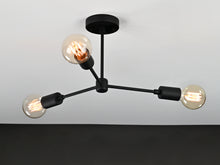 Matte Black 3-Light Y-Arm Chandelier – Industrial Modern Ceiling Light with Adjustable Heads - 32171