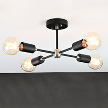 Modern 4-Light Matte Black Sputnik Chandelier – Compact Ceiling Fixture with Cylindrical Shades - 32175