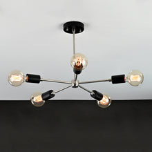 Contemporary 5-Light Chrome Sputnik Chandelier – Minimalist Ceiling Fixture with Globe Bulbs - 32176