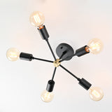 Modern 6-Light Black Sputnik Chandelier – Matte Finish Ceiling Fixture with Globe Bulbs - 32178