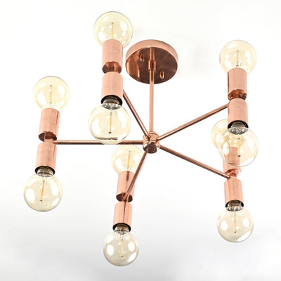Elegant 6-Light Rose Gold Sputnik Chandelier – Glam Ceiling Fixture with Dual Arm Design
 - 32179