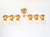 Luxury 6-Light Brass Linear Chandelier – Glam Vanity Ceiling Fixture with Globe Bulbs - 32180
