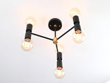 Industrial 6-Light Black & Brass Y-Arm Chandelier – Vintage Ceiling Fixture with Edison Bulbs - 32181