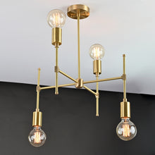 Elegant 6-Light Brass Sputnik Chandelier – Asymmetrical Modern Fixture with Edison Globe Bulbs - 32182
