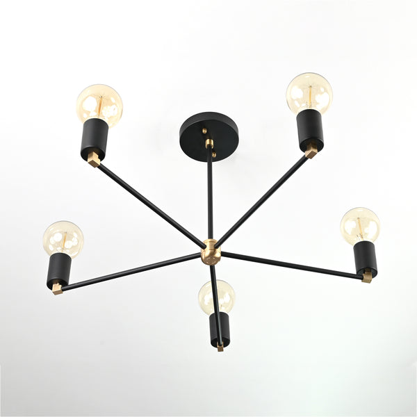 5 Arm Brass Sputnik Chandelier 23" Wide - 32184