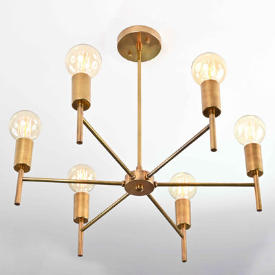 Elegant 8-Light Brass Sputnik Chandelier – Mid-Century Ceiling Fixture with Globe Edison Bulbs - 32185