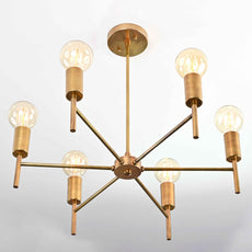 Elegant 8-Light Brass Sputnik Chandelier – Mid-Century Ceiling Fixture with Globe Edison Bulbs - 32185