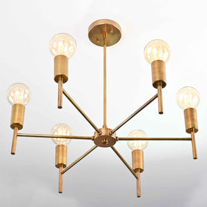 Elegant 8-Light Brass Sputnik Chandelier – Mid-Century Ceiling Fixture with Globe Edison Bulbs - 32185