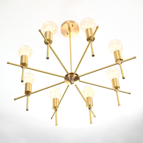 8 Arms Brass Pendant Light 27" Wide - 32186