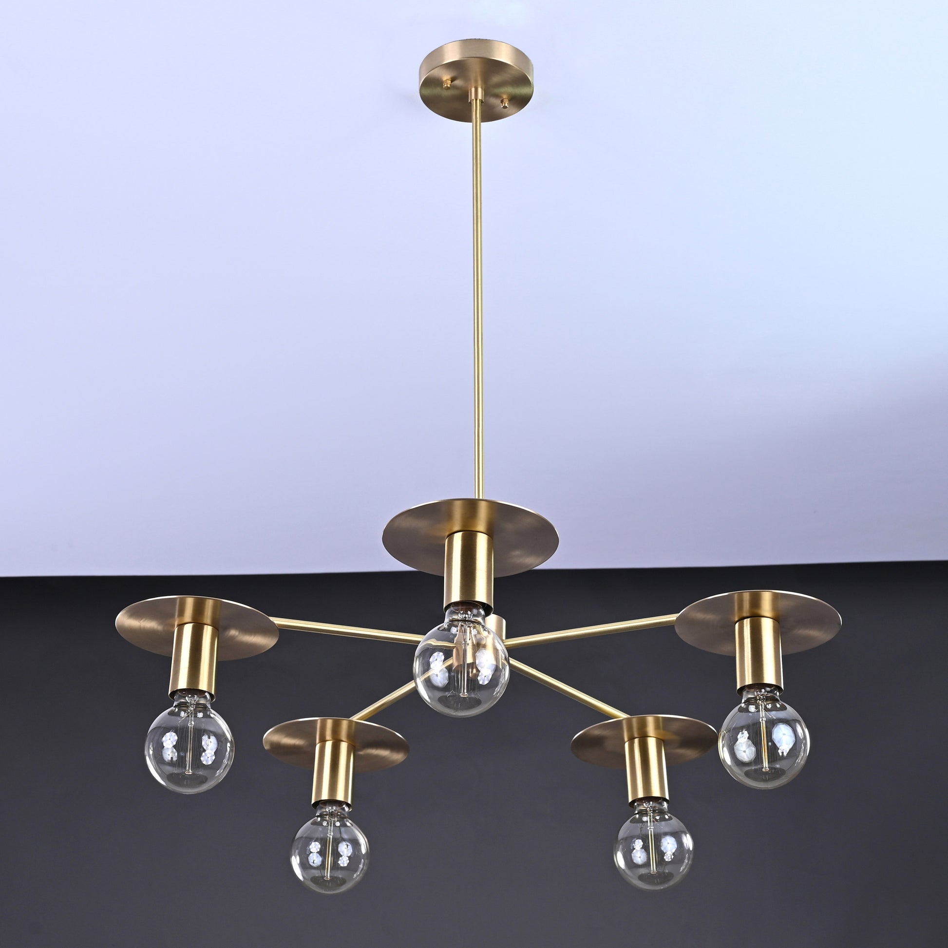 5 Arms Brass Pendant Light 25" Wide - 32188