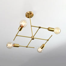 Sleek 6-Light Brass Linear Chandelier – Contemporary Ceiling Fixture with Adjustable Arms - 32189