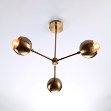 Industrial Brass Made, Stilnovo Style 3 arm Branched Sputnik Chandelier Light Fixture Mid Century Lamp, Made of Pure Brass, Premium Luxurious Quality