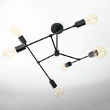 Modern 6-Light Black Chandelier – Asymmetrical Ceiling Fixture with Dual Globe Heads - 32197