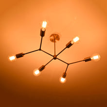Sleek 6-Light Brass Linear Chandelier – Contemporary Ceiling Fixture with Adjustable Arms - 32200