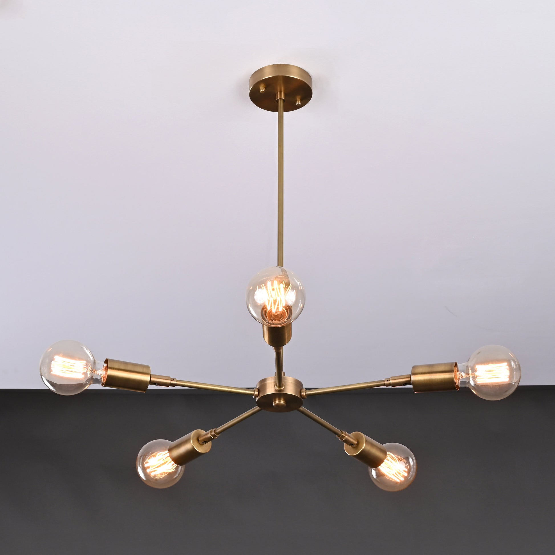 5 Arms Brass Sputnik Chandelier 15" Wide - 32203