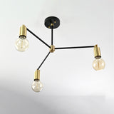 Modern 3-Light Black & Brass Chandelier – Mid-Century Ceiling Fixture with Globe Bulbs - 32209
