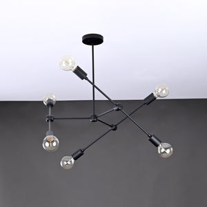 Modern 10-Light Black Chandelier – Angular Geometric Ceiling Fixture with Globe Bulbs - 32213