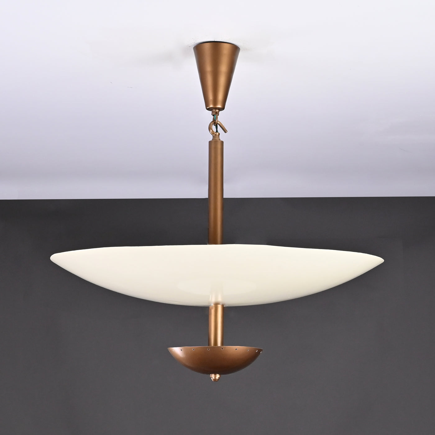 Mid-Century Saucer Pendant Light – Brass & Opal Acrylic UFO-Inspired Ceiling Fixture - 32218