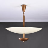 Mid-Century Saucer Pendant Light – Brass & Opal Acrylic UFO-Inspired Ceiling Fixture - 32218