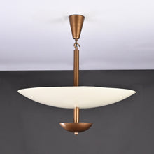 Mid-Century Saucer Pendant Light – Brass & Opal Acrylic UFO-Inspired Ceiling Fixture - 32218
