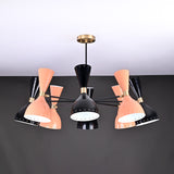 Modern 10-Light Chandelier – Mixed Coral & Black Double Cone Shades with Brass Frame - 32219