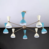 Mid-Century Modern Diabolo Chandelier – 8 Arms | 16 Lights | Customizable Colors & Finishes - 32226