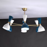 Mid-Century Modern Diabolo Style Chandelier – 6 Arms, 12 Lights | Custom Finish & Size | Dual Light Direction - 32227