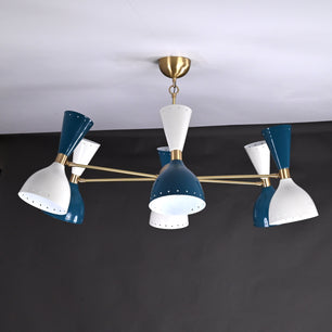 6 Arm Diabolo Style Brass Chandelier 37