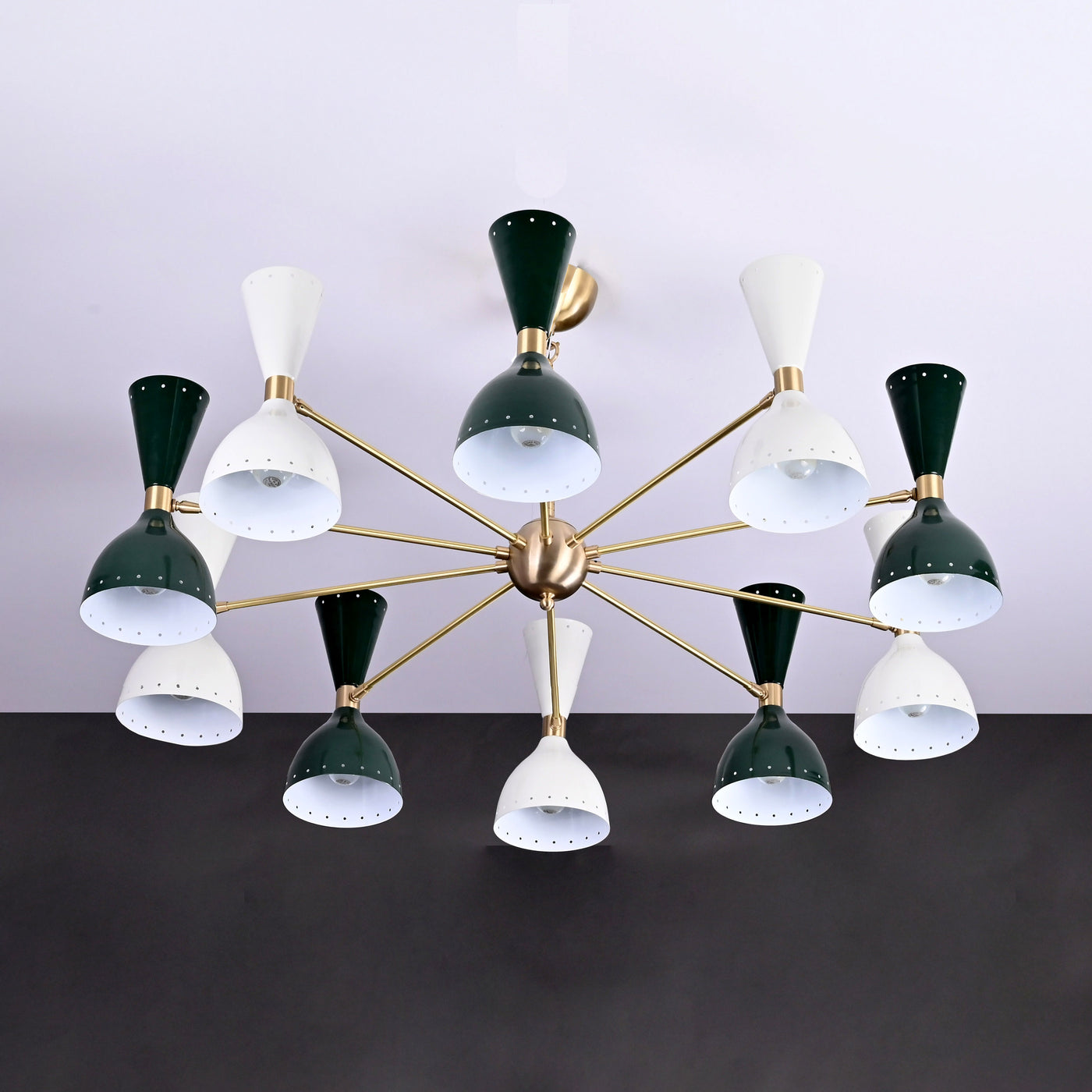 Mid-Century Modern Diabolo Chandelier – Customizable 20-Light Ceiling Fixture | Dual-Light Direction | Brass, Copper & Painted Finishes - 32229