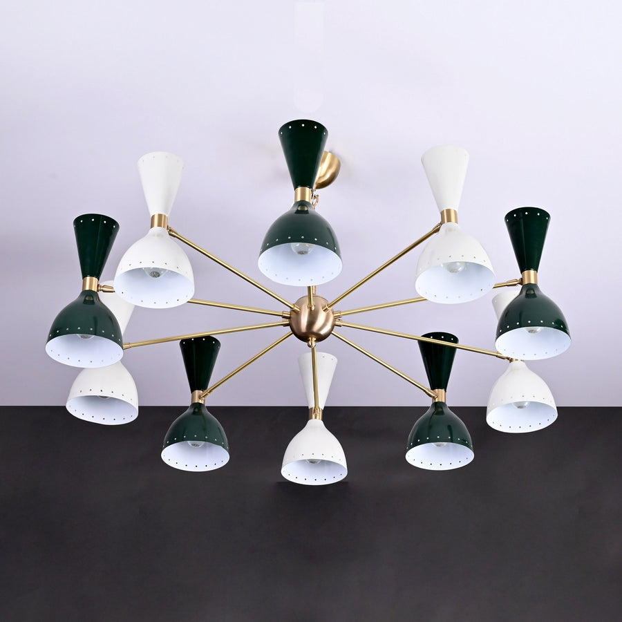 Mid-Century Modern Diabolo Chandelier – Customizable 20-Light Ceiling Fixture | Dual-Light Direction | Brass, Copper & Painted Finishes - 32229