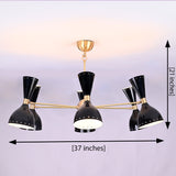 Mid-Century Modern Diabolo Style Chandelier – 6 Arms, 12 Lights | Custom Finish & Size | Dual Light Direction - 32231
