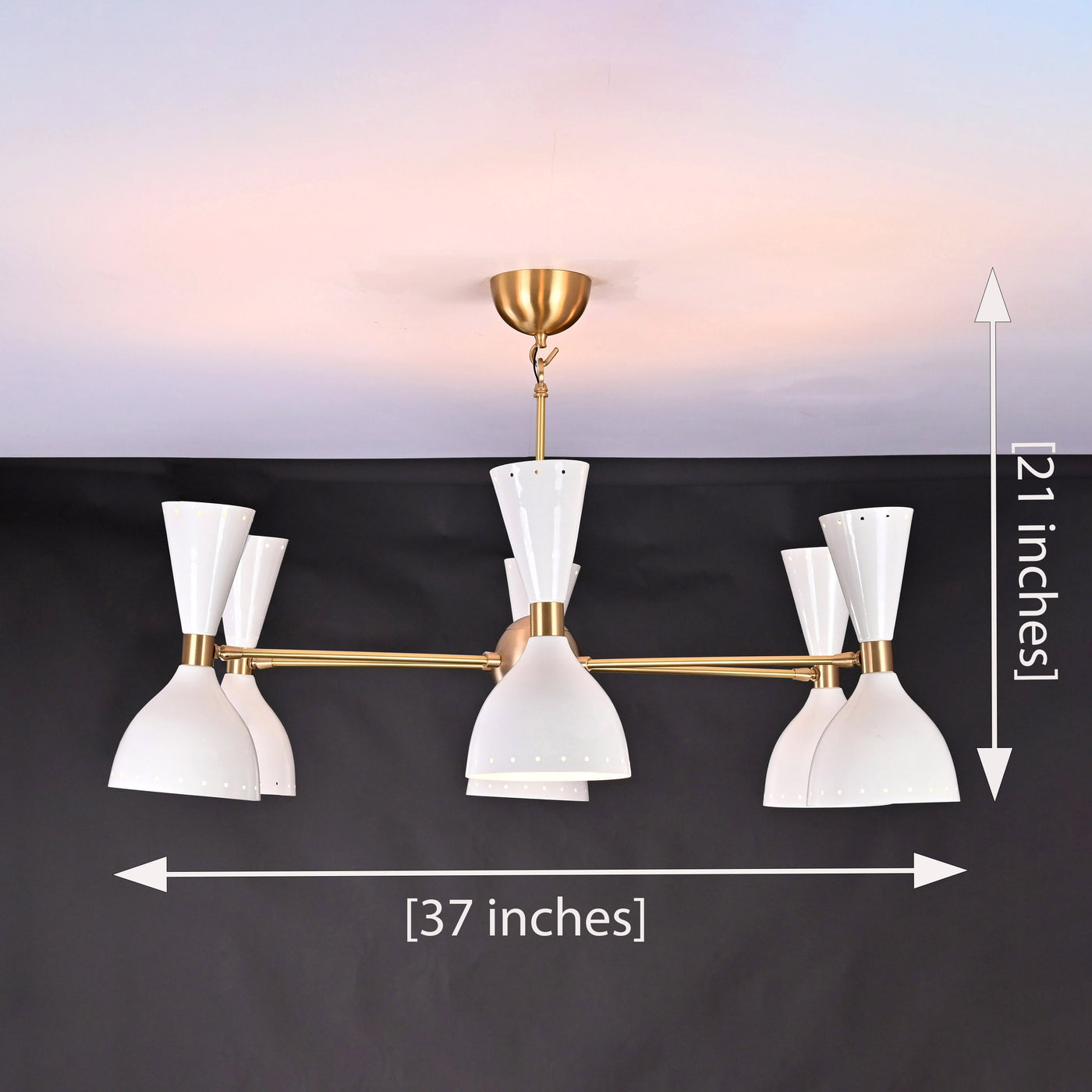 Mid-Century Modern Diabolo Style Chandelier – 6 Arms, 12 Lights | Custom Finish & Size | Dual Light Direction - 32233